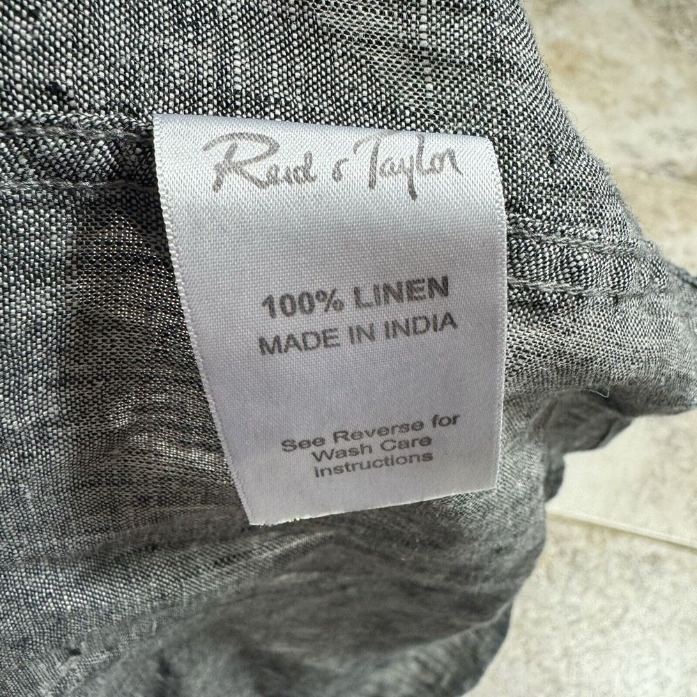 REID & TAYLOR Shirt Mens 44/17.5 Gray 100% Linen Long Sleeve Dad - Picture 9 of 10